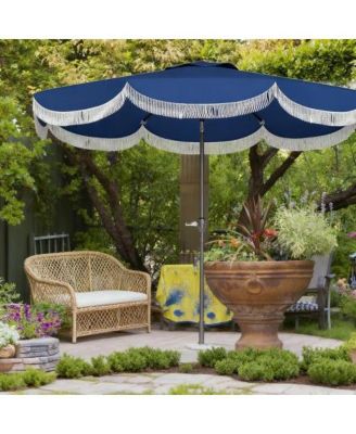 8.8ft Outdoor Umbrella with Crank Patio Umbrella 8 Ribs Push Button Tilt