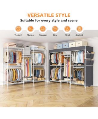 Clothing Rack with Cover Heavy Duty Clothes Rack with Shelves,Portable, Adjustable,Metal,Max Load 900lbs