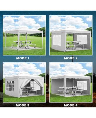 10x10ft Folding Canopy with 4 Removable Sidewalls Outdoor Event Shelter UPF 50 Plus Gazebo Tent