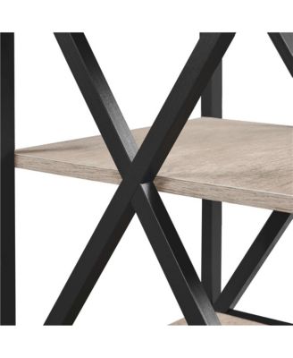 3-Tier Side End Table with Shelf, X-Shaped Side Coffee Snack Table