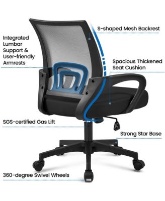 Height Adjustable Mesh Office Chair with Mid-Back, Purple