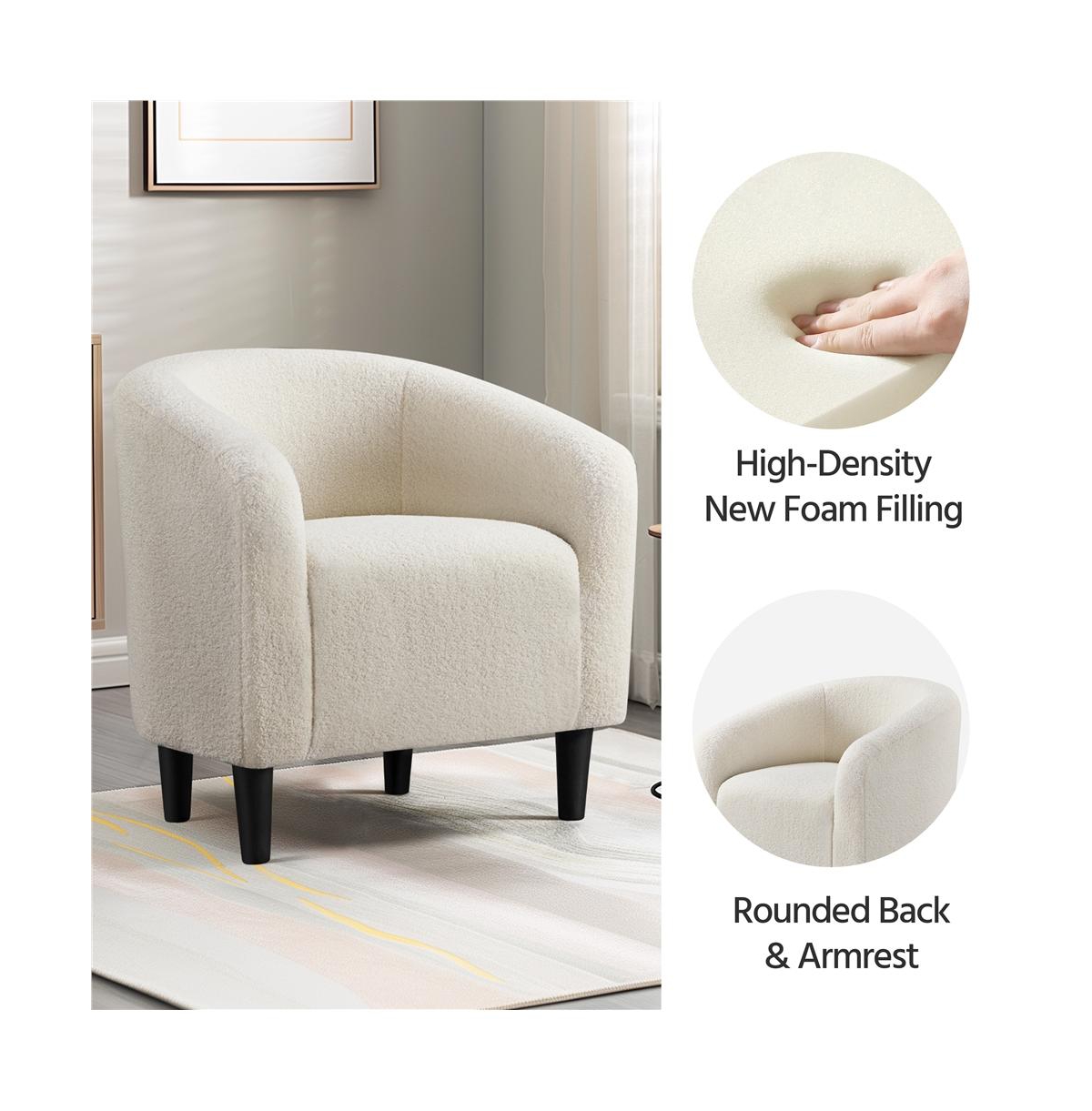 Yaheetech Boucle Club Chair Accent Barrel Chair Arm Chair