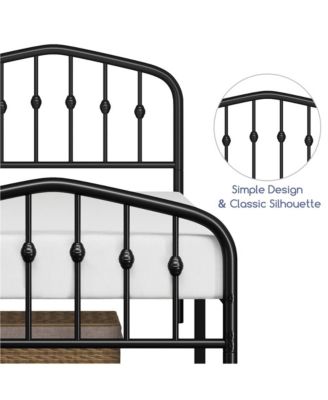 Modern Twin Size Metal Bed Frame with Arched Headboard & Footboard, Underbed Storage, Heavy Duty Slats – Bed Frame