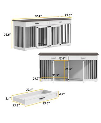 Indoor Dog House with 2 Drawers, Dog Crate for Large Medium Small Dogs