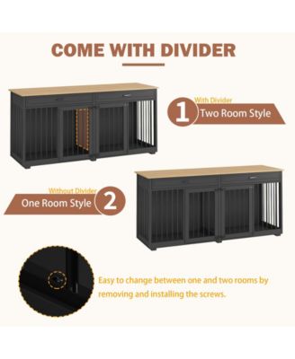 Dog Crate, Large Wooden Dog House with 2 Drawers, Dog Cage for Large Medium Dogs