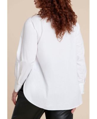 Women's Dramatic Neck-Tie Poplin Shirt
