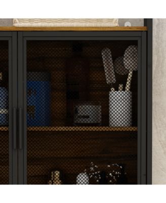 Toilet Storage with Metal Mesh Doors and Adjustable Shelves