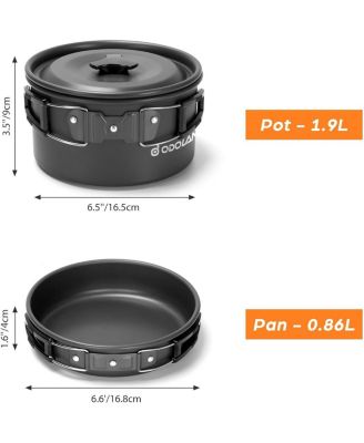 16pcs Non-Stick Camping Cookware Set with Folding Stove & Stainless Steel Tableware