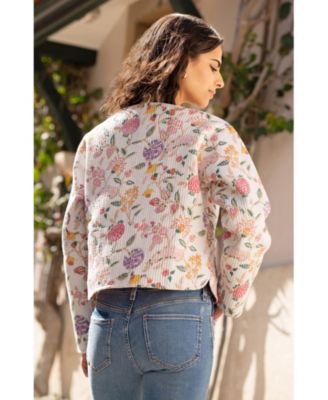 Women's Floral Reversible Cotton Quilted Jacket