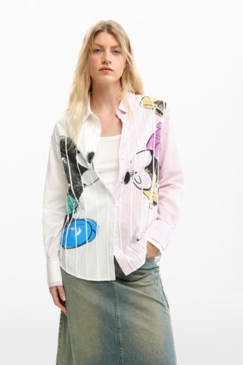 Женская рубашка Desigual Mickey And Minnie Mouse, цвет: Белый