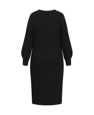 Plus Size Sarah Long Sleeve Rib Dress