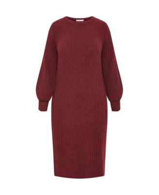 Plus Size Sarah Long Sleeve Rib Dress