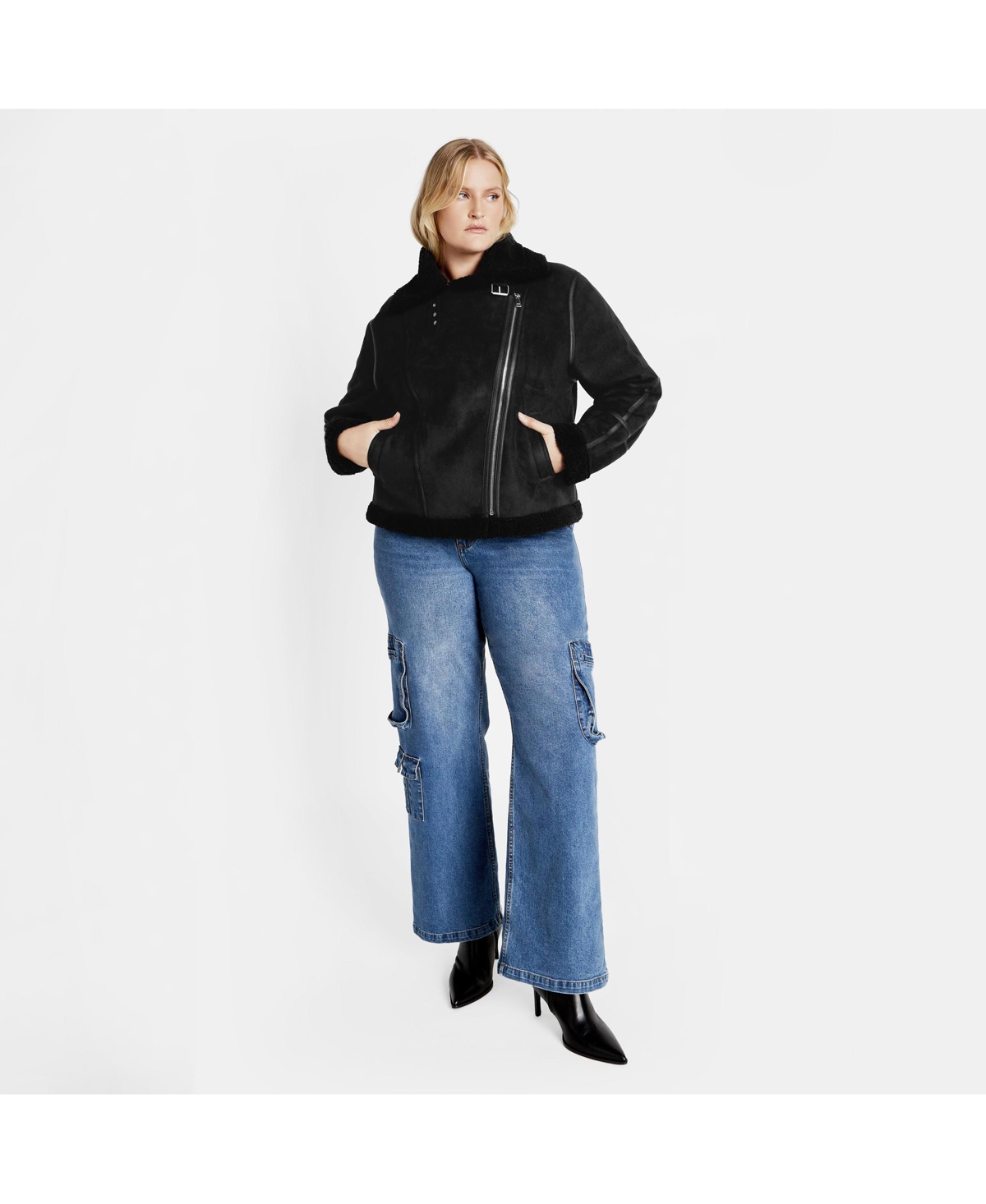 City Chic Plus Sherpa Hunter Jacket