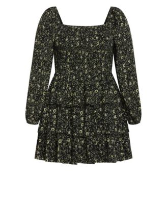 Plus Size Dahlia Print Mini Dress