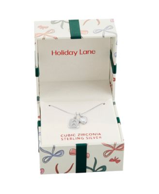 Sterling Silver Initial Charm Necklace in Holiday Ornament, Macy's Exclusive