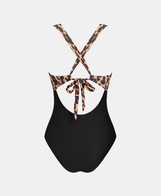 Women's Release Happiness Ruched Cross Back One Piece Swimsuit