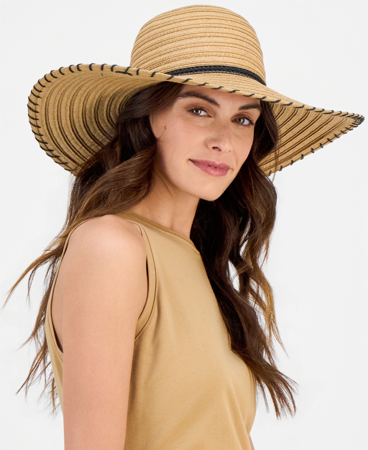 I.n.c. International Concepts Textured Stripe Floppy Hat, Macy's Exclusive