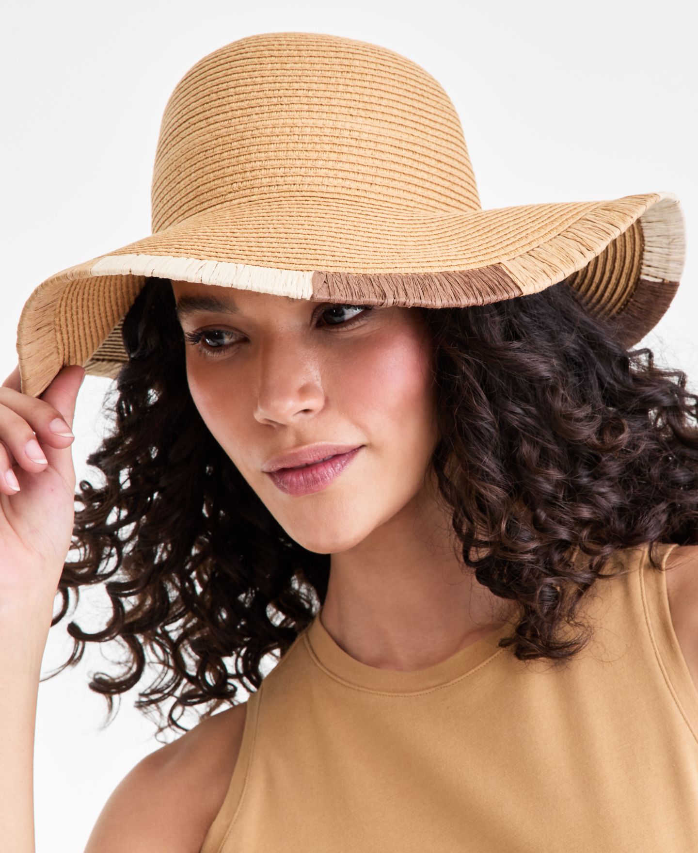 Женский головной убор I.N.C. International Concepts I.N.C. International Concept Embroidered Edge Straw Floppy Hat, цвет: Рыжевато-коричневый — фото 3