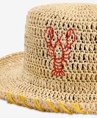 Icon Embroidered Crochet Straw Bucket Hat