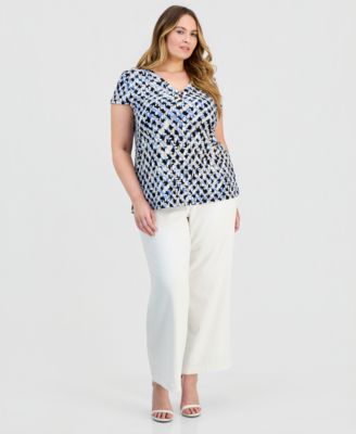 Plus Size Printed Short-Sleeve Top