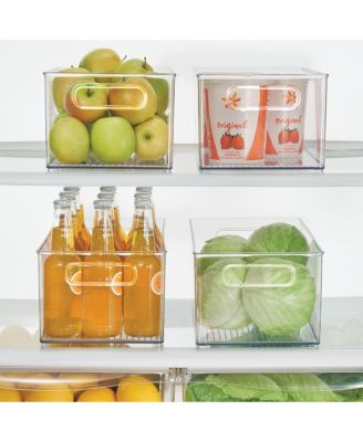 iDesign Plastic Stackable Fridge Bin with Handles, Set of 4, Clear, Made in USA