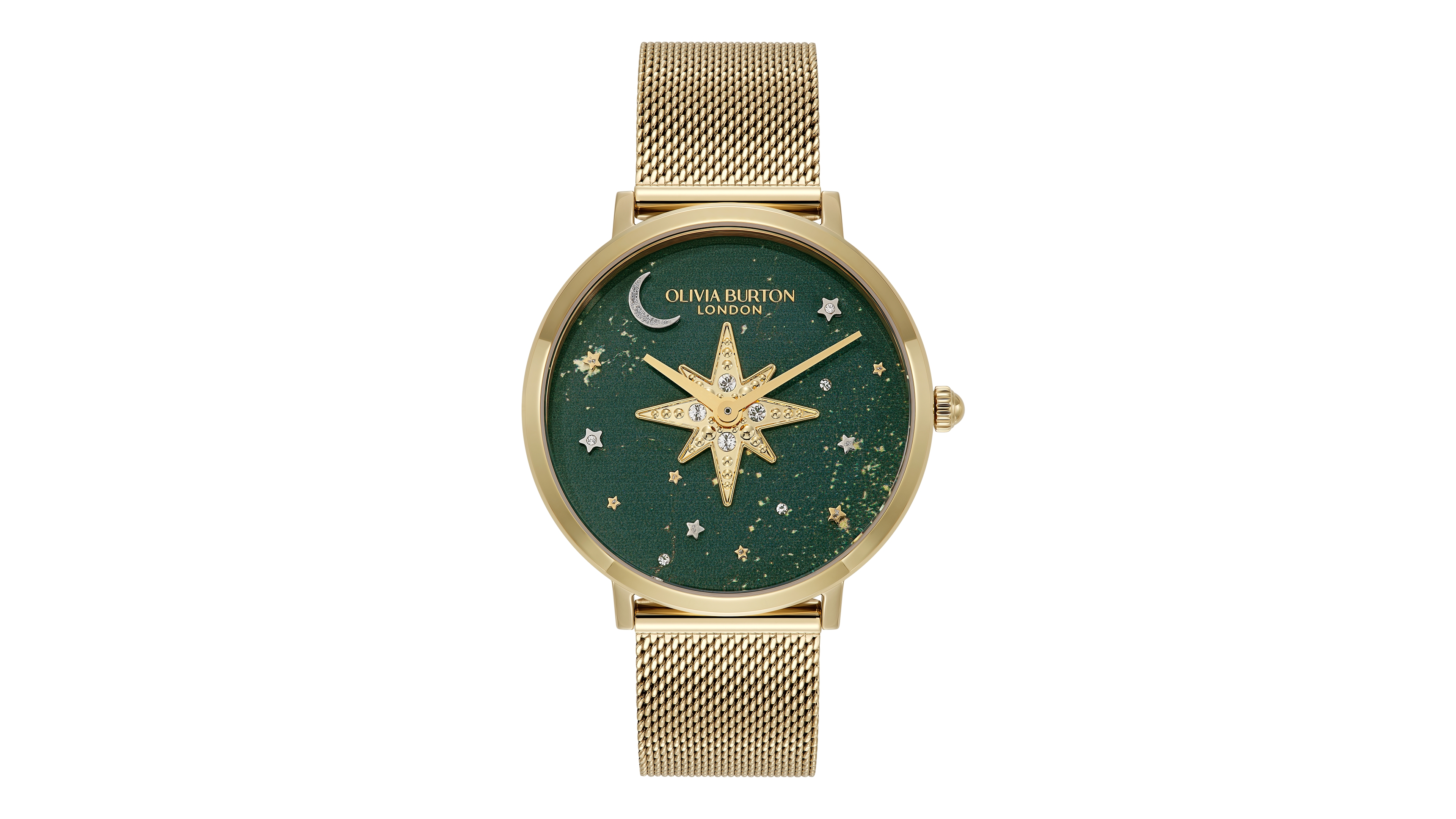 Olivia Burton Women's Celestial Nova Gold Tone Stainless Steel Mesh Bracelet Watch