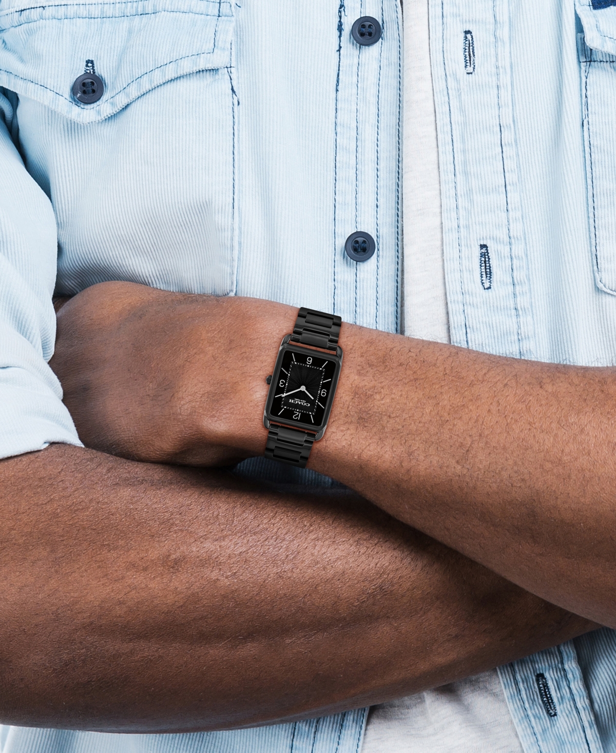 Coach Unisex Elliot Ionic Plated Black Stainless Steel Bracelet Watch, 32x26mm