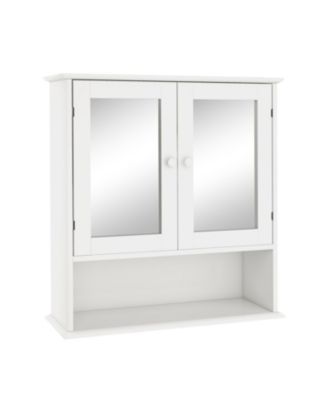 Bathroom Wall Cabinet With Double Mirror Doors And Shelves