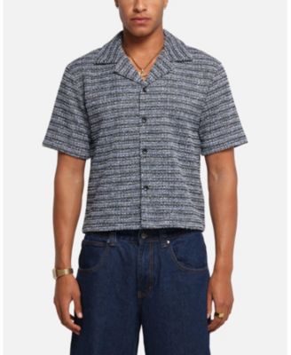 Men's Boucle Tweed Crop Button Up Shirt