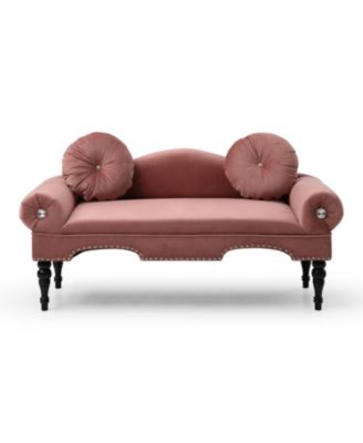 Modern Velvet Loveseat with Nailhead Trim & 2 Pillows