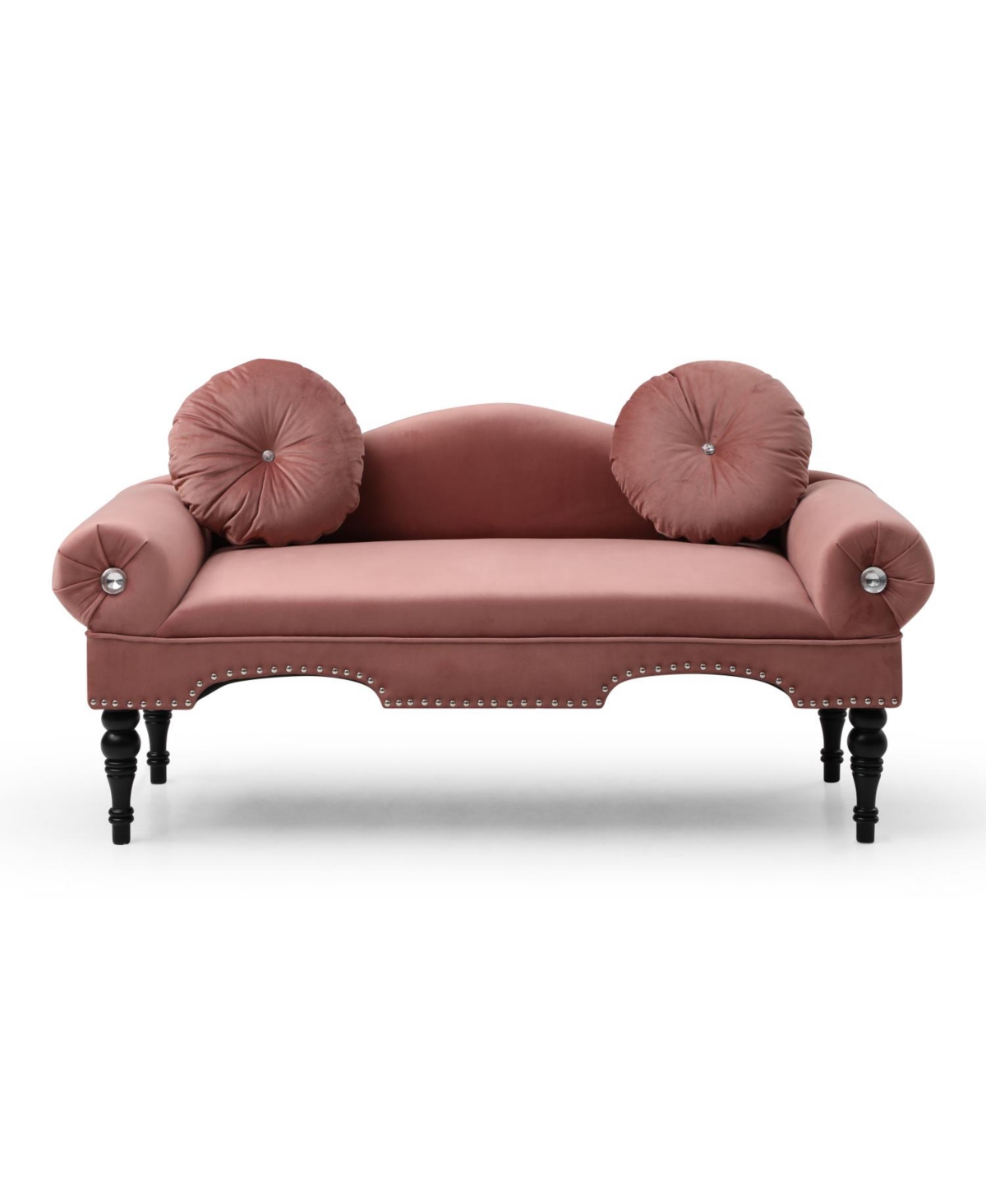 Streamdale Furniture Modern Velvet Loveseat with Nailhead Trim & 2 Pillows