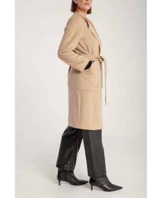 Women's Cashmere Belted Lapel Coat