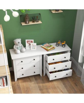 White 3-Drawer Dresser Chest, Bedside Table with Storage