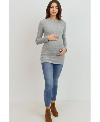 Maternity Mock Neck Long Sleeve Ribbed Top