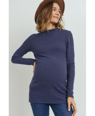 Maternity Mock Neck Long Sleeve Ribbed Top