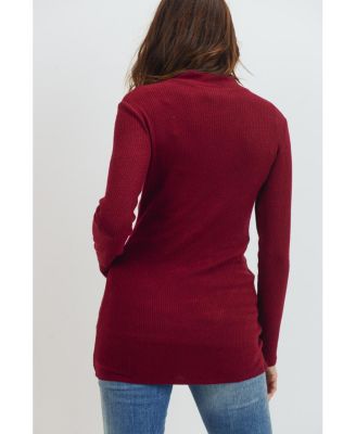 Maternity Mock Neck Long Sleeve Ribbed Top