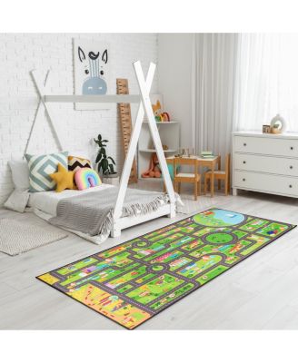 32"x60" City Roads Themed Washable Rug for Kids