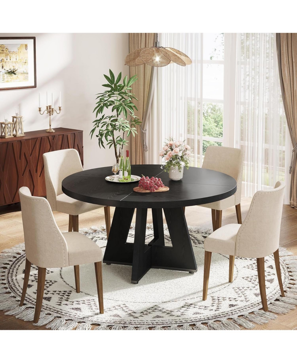 Tribesigns Round Dining Table for 4, 47 Inch Wide