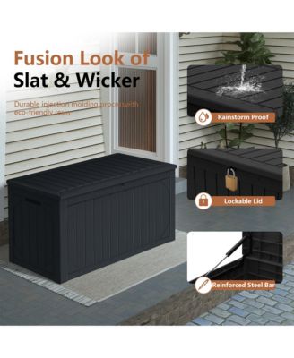 100 Gallon Storage Box, Large Outdoor Deck Box for Patio Furniture Cushions, Garden Tools