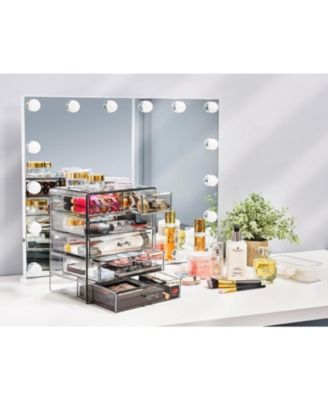 6 Drawer Clear Organizer Case for Cosmetics, Makeup and Jewelry (4 Large, 2 Small Drawers)