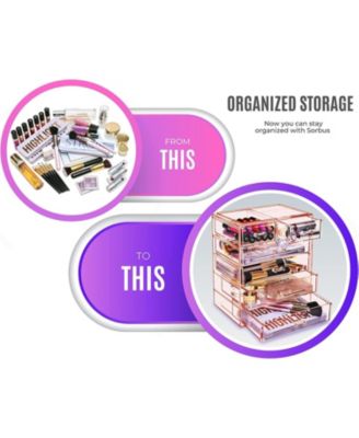 6 Drawer Clear Organizer Case for Cosmetics, Makeup and Jewelry (4 Large, 2 Small Drawers)