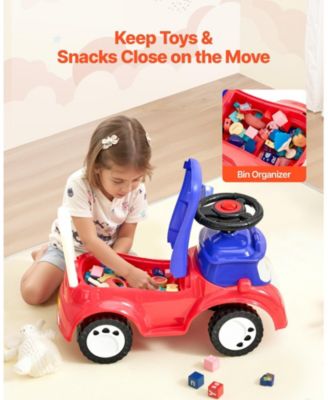 Toddler Ride On Car with Sounds Storage and Anti Tip Design
