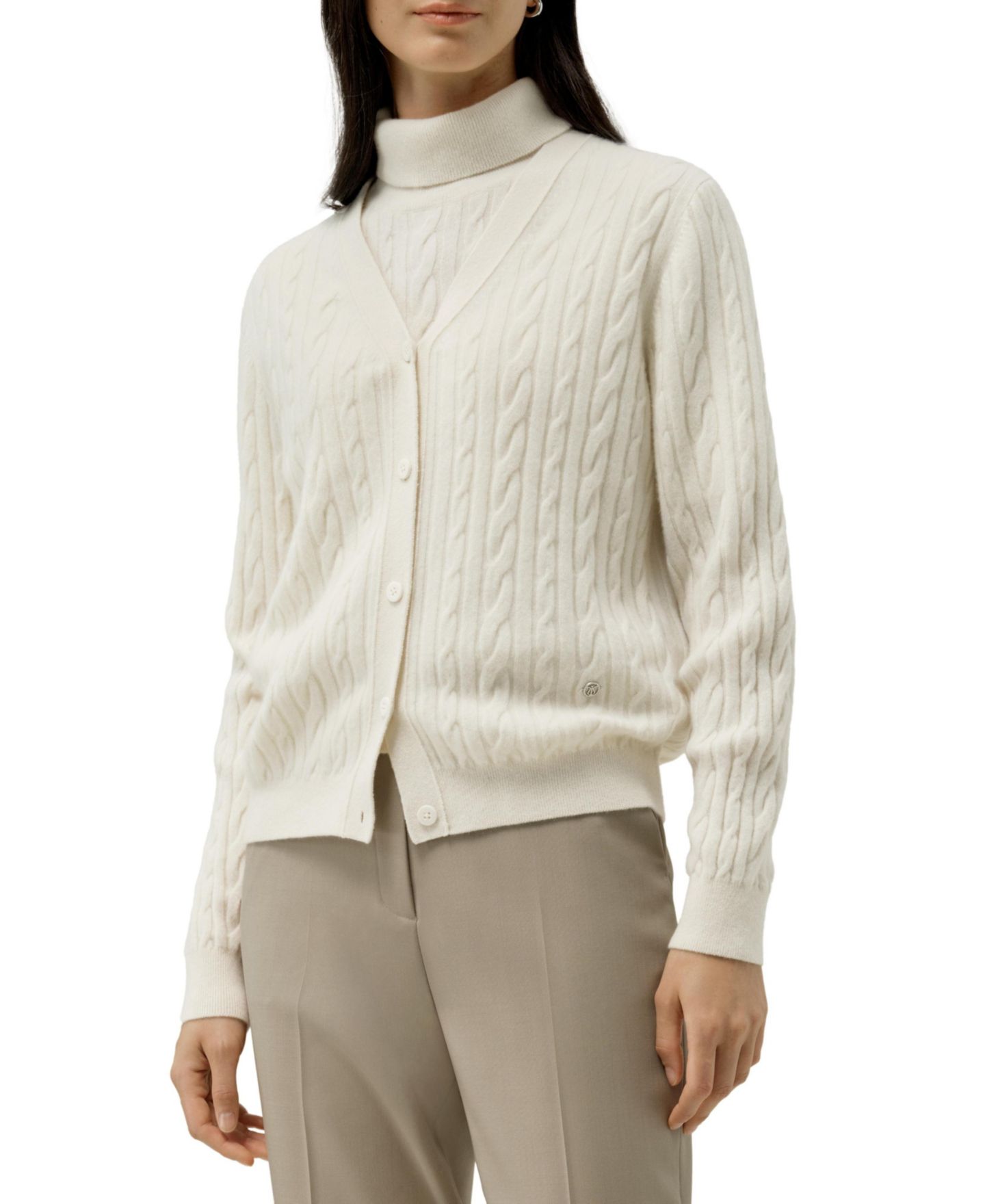 Женский кардиган LILYSILK Cable-Knit Baby Cashmere, цвет: Облачный — фото 1
