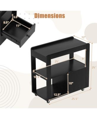 2-Drawer Sofa Side Table with Shelves for Living Room