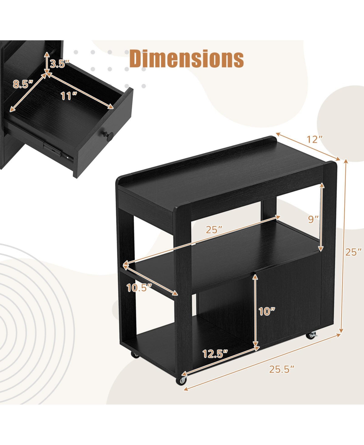 sumyeg 2-Drawer Sofa Side Table with Shelves for Living Room