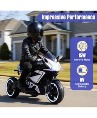 Kids Electric Ride On Motorcycle with LED Lights Music and Three Wheel Design