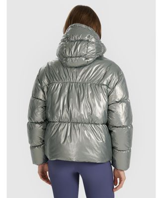Women's down jacket with synthetic filling - silver