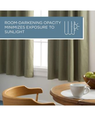 Selena Coffee Brown Solid Linen Texture Room Darkening, Grommet Top Curtain Panels