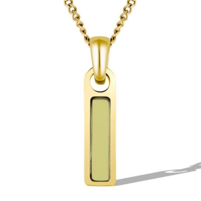 Men's Birthstone Tag Necklace - Gold Pendant