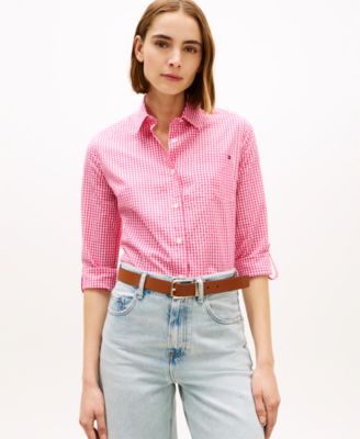 Women's Gingham Print Roll-Tab Shirt